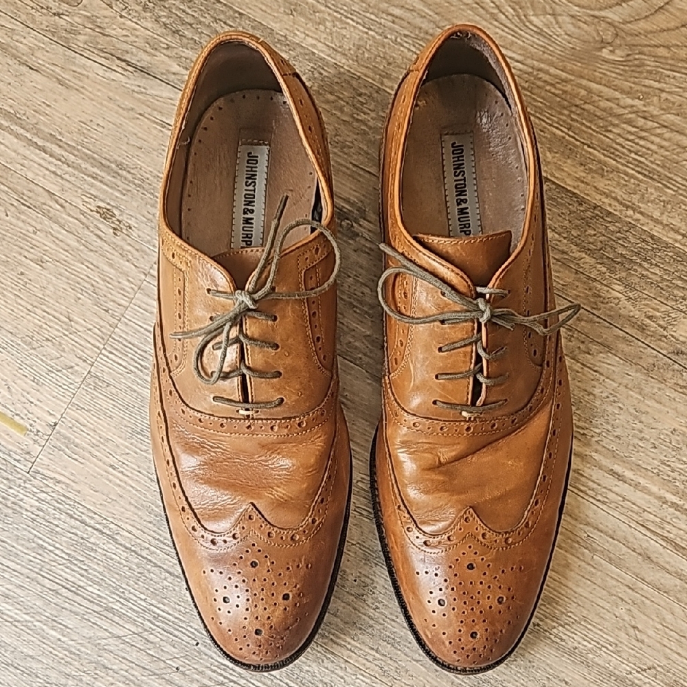 Johnston & Murphy Men's Brown Leather Oxfords Pre-Owned Conditon